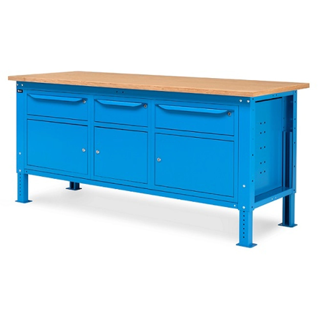 Vendita online Banco Work Up 2012 piano Multiplex mm.2000x750x732/1107H - Blu RAL5012
